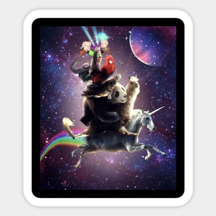 Cat Riding Chicken Turtle Panda Llama Unicorn Sticker